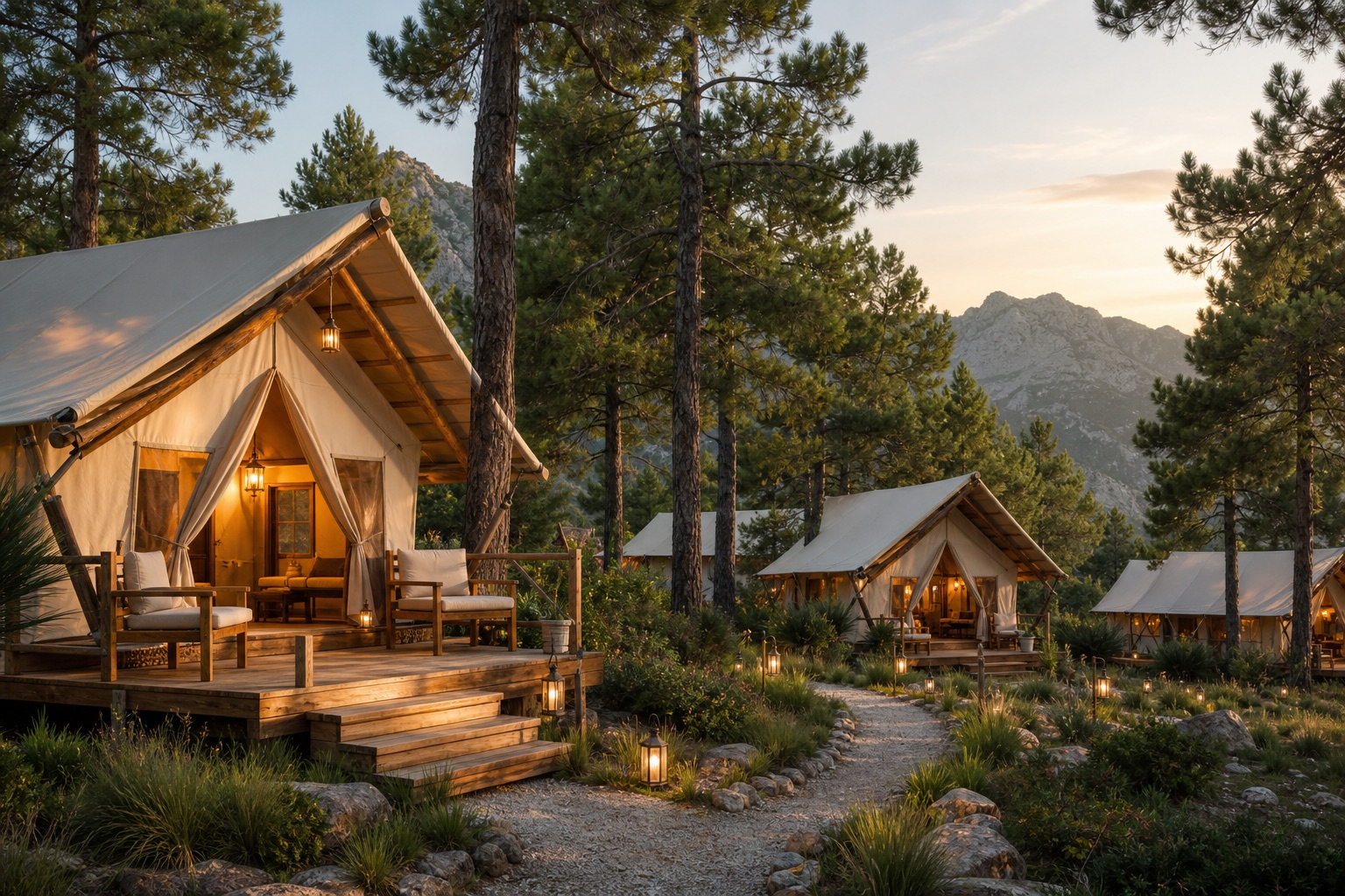 Pine Escape Camp concept website preview